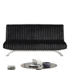 Villy Futon Sofa Bed | Chrome Metal Legs | Black Channel Tufted Fabric