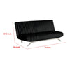 Villy Futon Sofa Bed | Chrome Metal Legs | Black Channel Tufted Fabric
