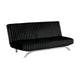Villy Futon Sofa Bed | Chrome Metal Legs | Black Channel Tufted Fabric