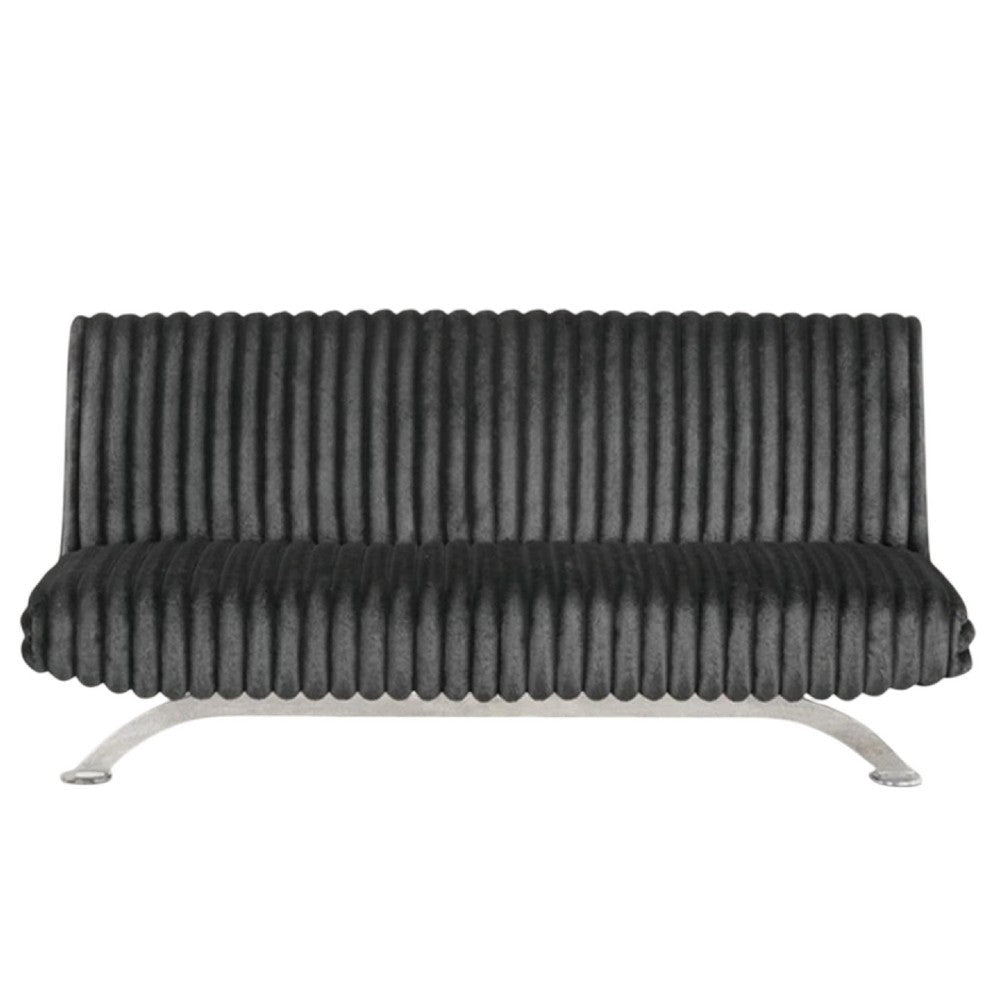 Villy Futon Sofa Bed | Chrome Metal Legs | Charcoal Channel Tuft Fabric