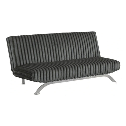 Villy Futon Sofa Bed | Chrome Metal Legs | Charcoal Channel Tuft Fabric