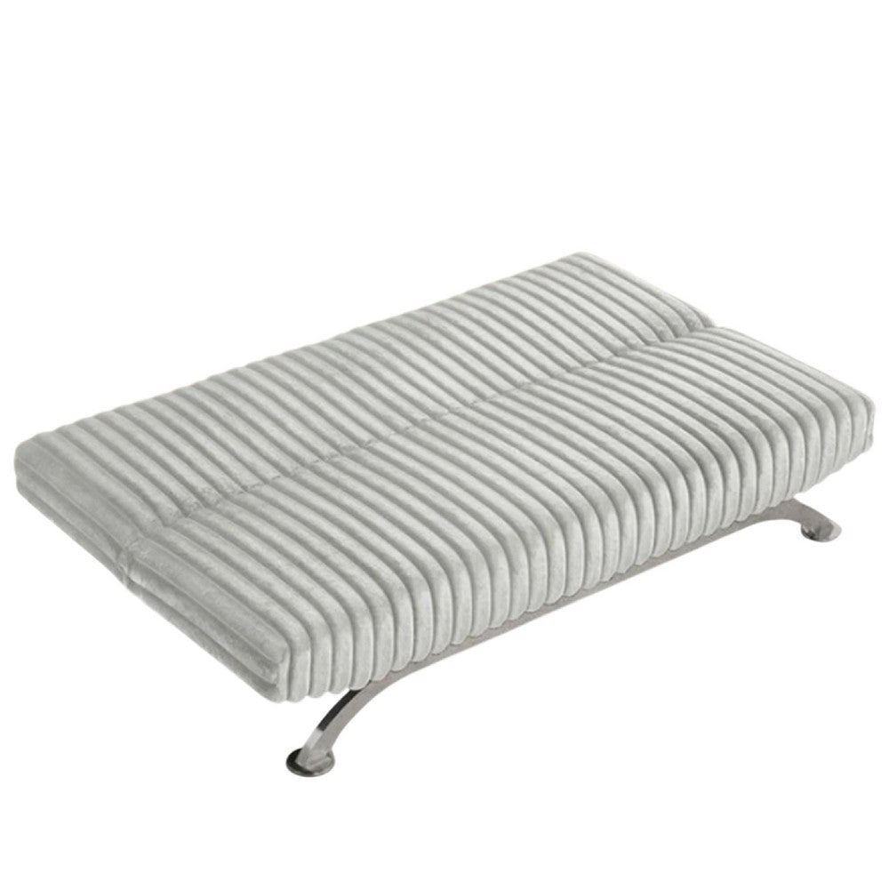 Villy Futon Sofa Bed | Chrome Metal Legs | Gray Channel Tufted Fabric