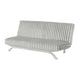Villy Futon Sofa Bed | Chrome Metal Legs | Gray Channel Tufted Fabric