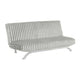 Villy Futon Sofa Bed | Chrome Metal Legs | Gray Channel Tufted Fabric