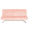 Villy Futon Sofa Bed | Chrome Metal Legs | Pink Channel Tufted Fabric
