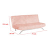 Villy Futon Sofa Bed | Chrome Metal Legs | Pink Channel Tufted Fabric