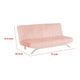 Villy Futon Sofa Bed | Chrome Metal Legs | Pink Channel Tufted Fabric