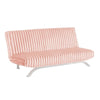 Villy Futon Sofa Bed | Chrome Metal Legs | Pink Channel Tufted Fabric