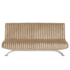 Villy Futon Sofa Bed | Chrome Metal Legs | Taupe Channel Tufted Fabric