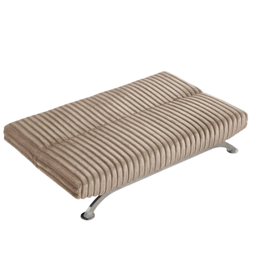 Villy Futon Sofa Bed | Chrome Metal Legs | Taupe Channel Tufted Fabric