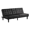Berie Futon Sofa Bed | Drop-Down Tray | Cupholder | Black Faux Leather