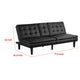 Berie Futon Sofa Bed | Drop-Down Tray | Cupholder | Black Faux Leather BM339456