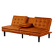 Berie Futon Sofa Bed | Drop-Down Tray | Cupholders | Orange Faux Leather BM339459