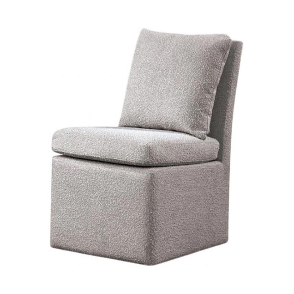 Ager Side Dining Chair w Caster Wheels | Light Gray Boucle Chenille BM339460