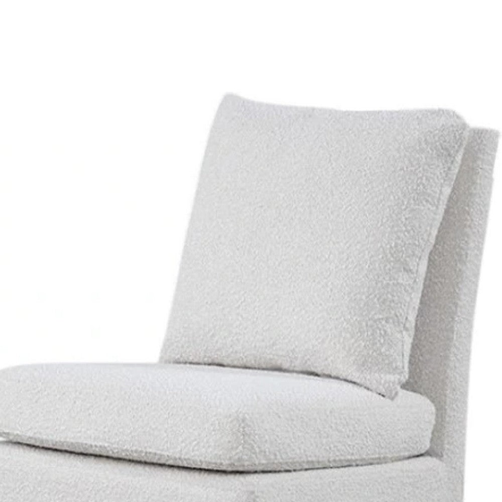 Ager Side Dining Chair w 6 Caster Wheels | Barrel Style | White Boucle BM339461