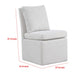 Ager Side Dining Chair w 6 Caster Wheels | Barrel Style | White Boucle BM339461