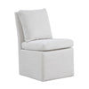 Ager Side Dining Chair w 6 Caster Wheels | Barrel Style | White Boucle
