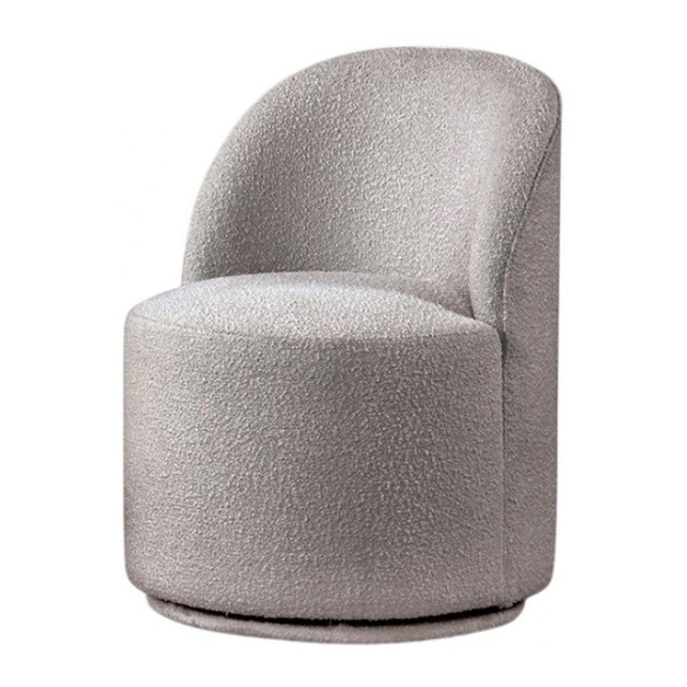 Ager Side Dining Swivel Chair | Curved Barrel Style | Gray Boucle Chenille