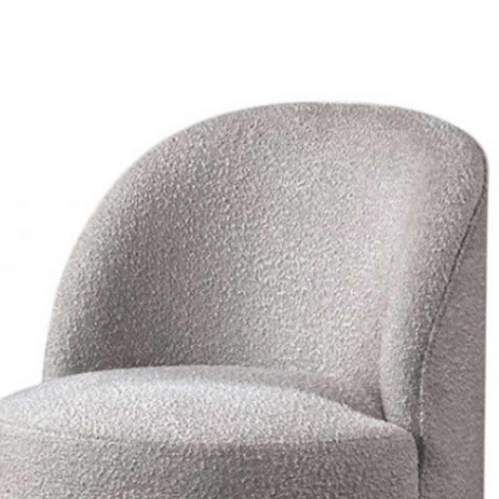 Ager Side Dining Swivel Chair | Curved Barrel Style | Gray Boucle Chenille