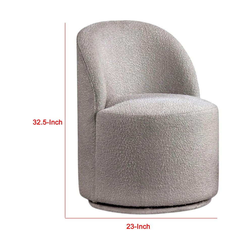 Ager Side Dining Swivel Chair | Curved Barrel Style | Gray Boucle Chenille