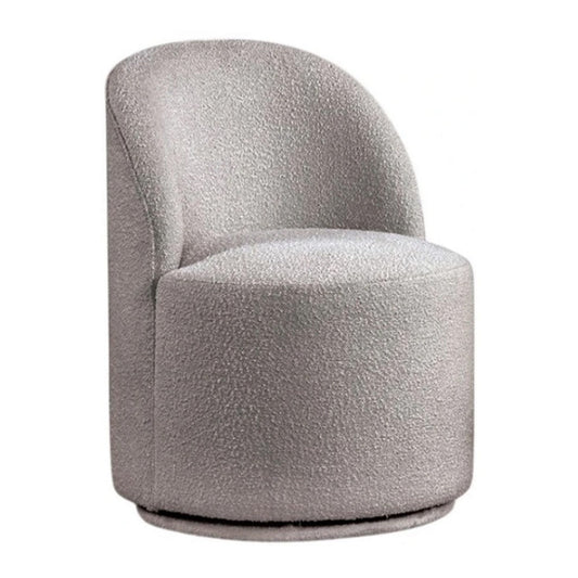 Ager Side Dining Swivel Chair | Curved Barrel Style | Gray Boucle Chenille