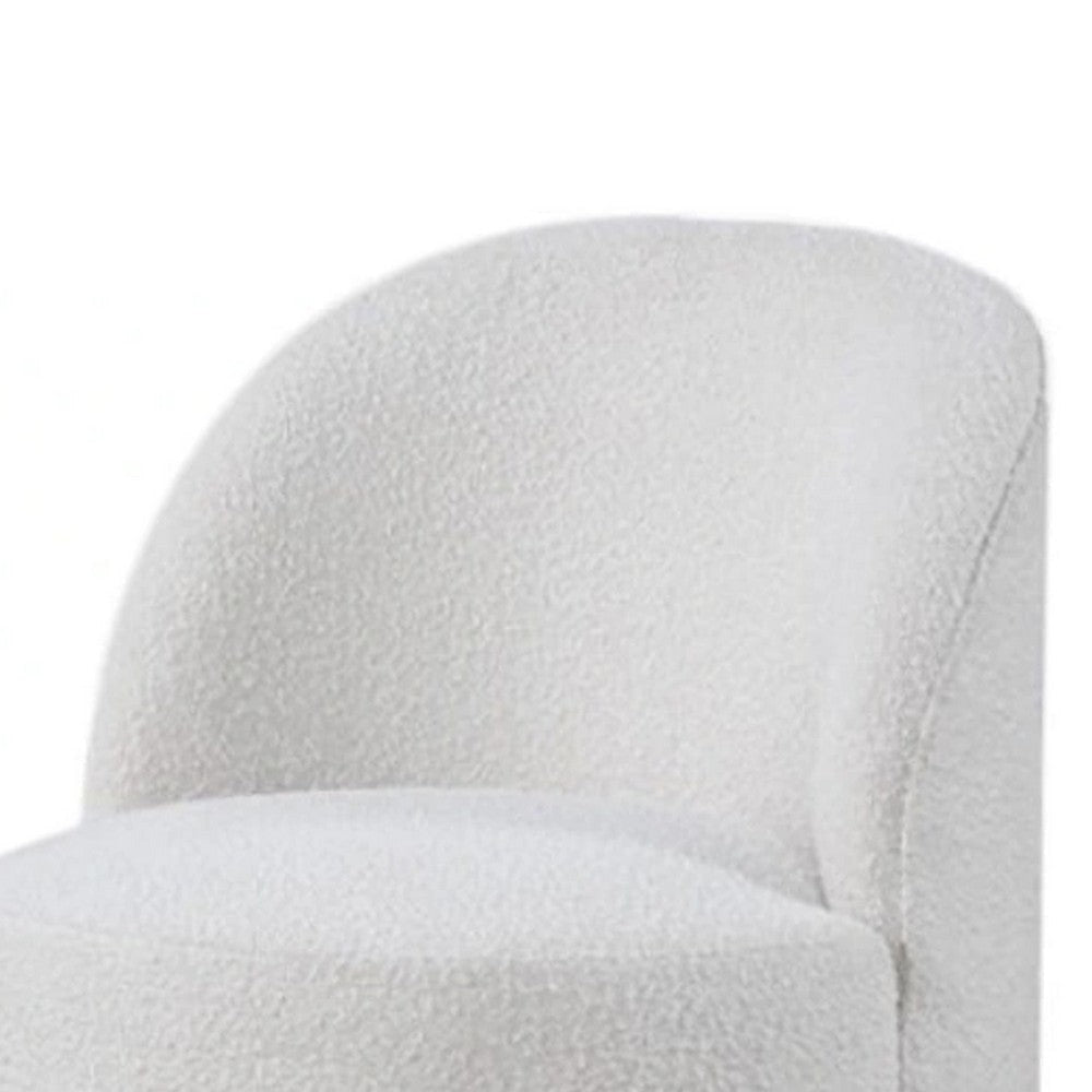 Ager Side Dining Swivel Chair | Curved Barrel Style | White Boucle Chenille