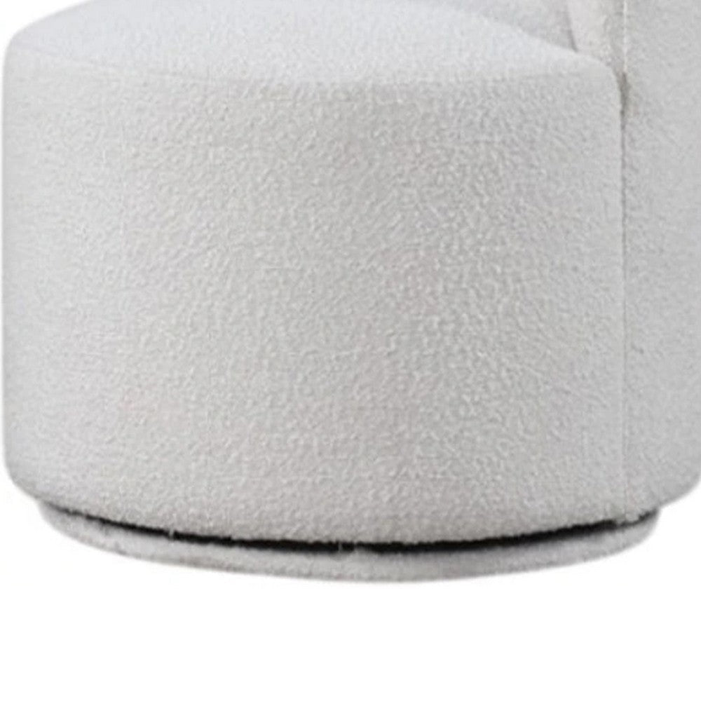 Ager Side Dining Swivel Chair | Curved Barrel Style | White Boucle Chenille