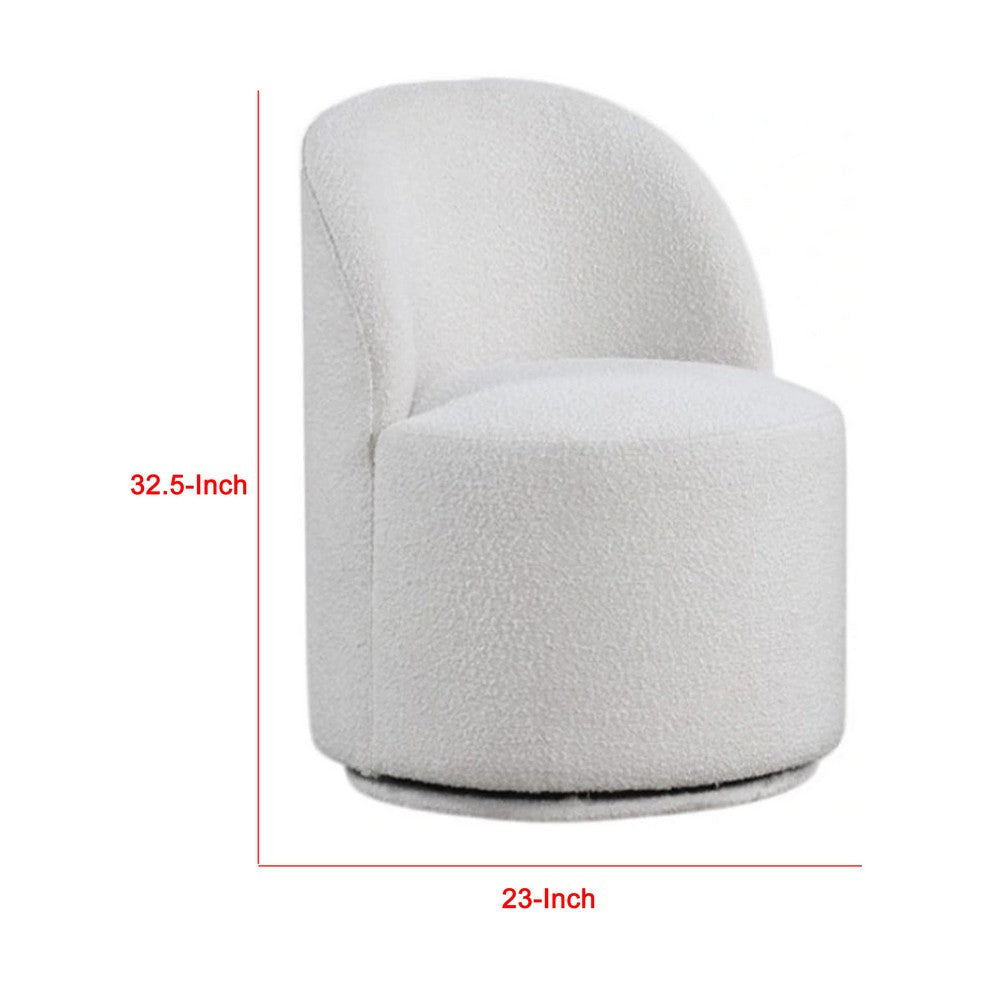 Ager Side Dining Swivel Chair | Curved Barrel Style | White Boucle Chenille