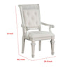 Miamy Dining Armchair Set of 2 | Solid Wood | Ivory Button Tufted Fabric BM339464