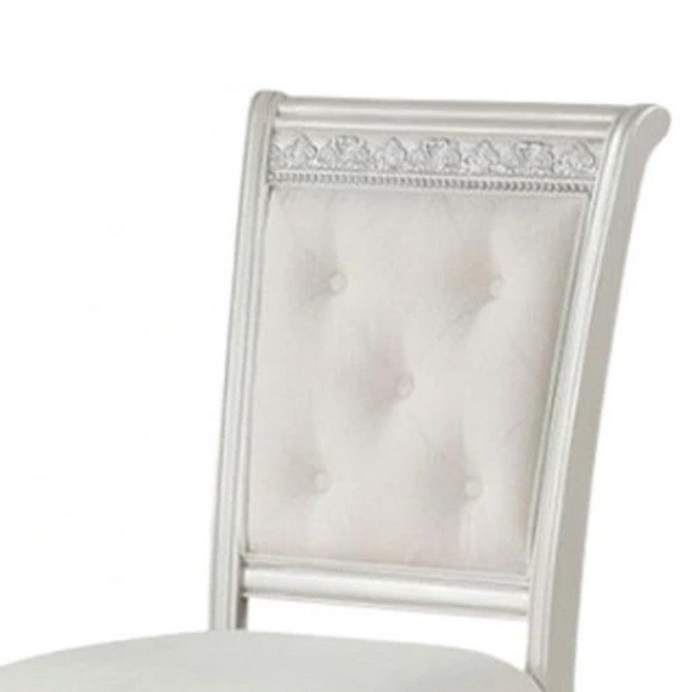 Miamy Dining Armchair Set of 2 | Solid Wood | Ivory Button Tufted Fabric