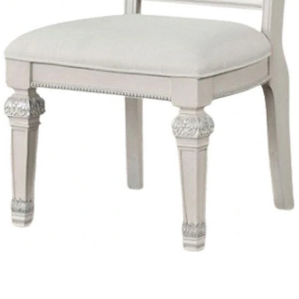 Miamy Dining Armchair Set of 2 | Solid Wood | Ivory Button Tufted Fabric