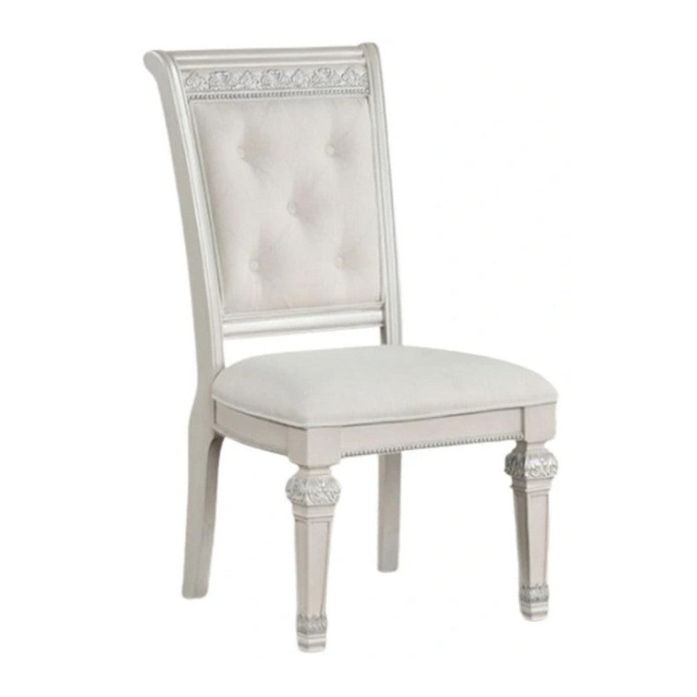 Miamy Dining Armchair Set of 2 | Solid Wood | Ivory Button Tufted Fabric
