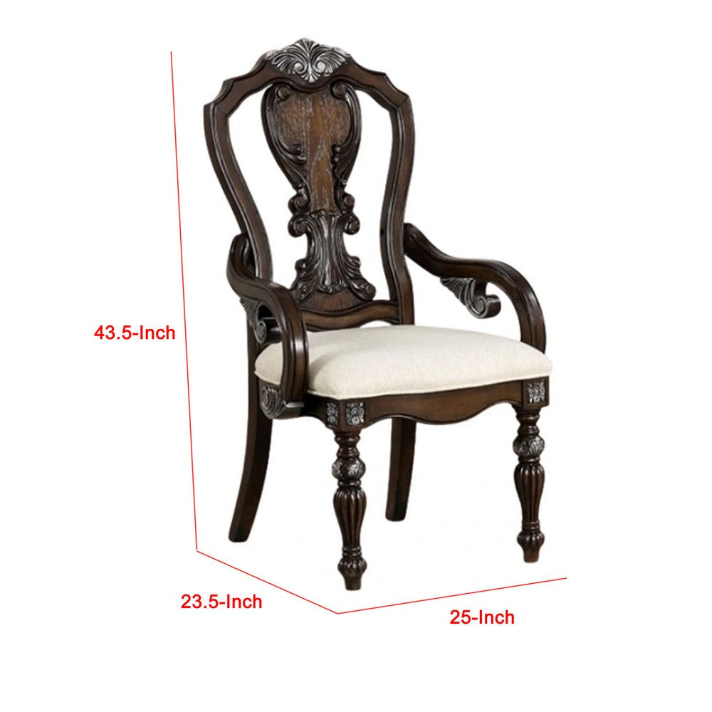 Naddy Dining Armchair Set of 2 | Ornate Corbels | Dark Brown Solid Wood BM339466