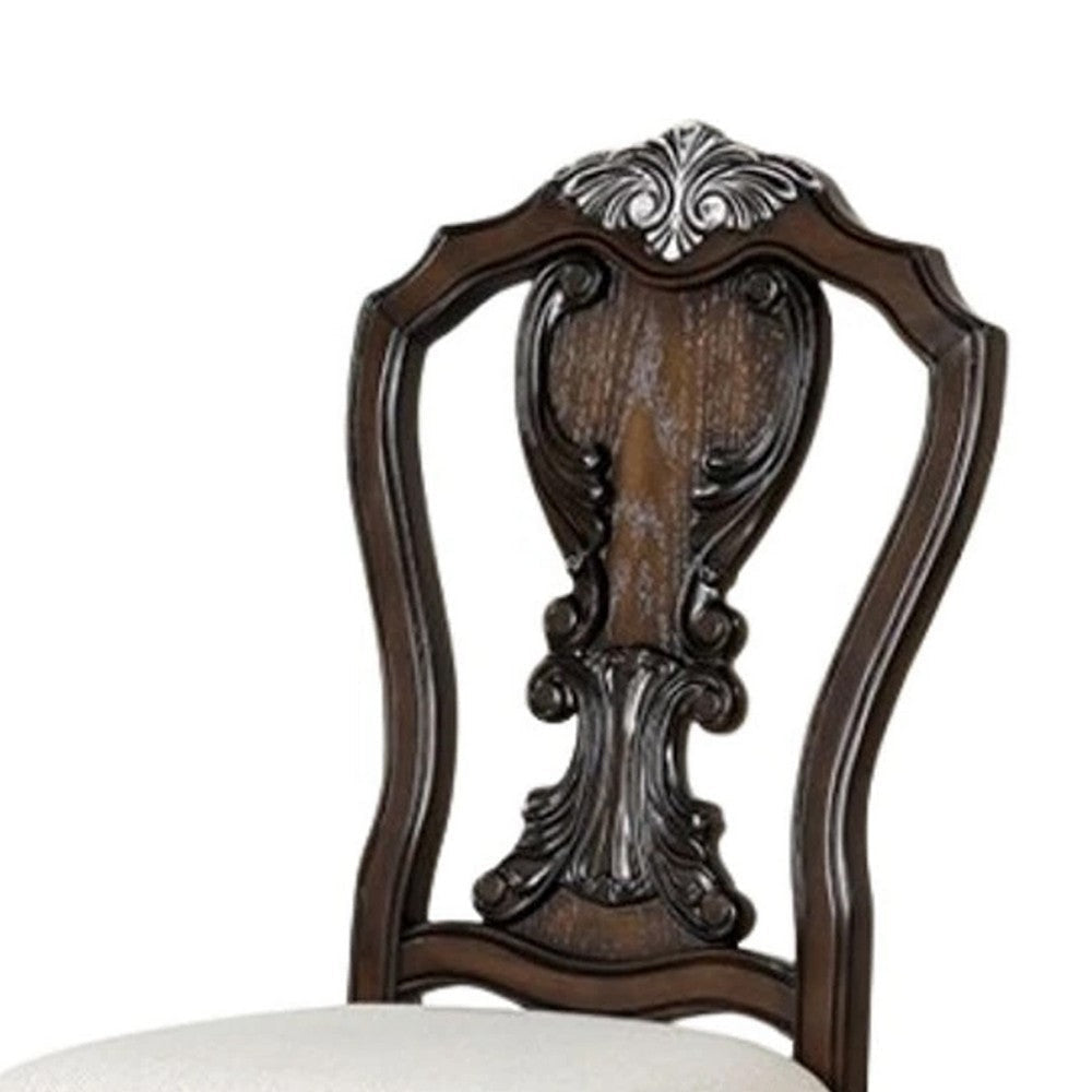 Naddy Side Dining Chair Set of 2 | Ornate Carved Dark Brown Wood BM339467