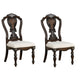 Naddy Side Dining Chair Set of 2 | Ornate Carved Dark Brown Wood