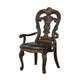 Leova Armchair Set of 2 | Ornate Corbels | Dark Brown Wood | Faux Leather BM339468