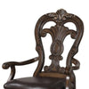 Leova Armchair Set of 2 | Ornate Corbels | Dark Brown Wood | Faux Leather BM339468