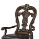 Leova Armchair Set of 2 | Ornate Corbels | Dark Brown Wood | Faux Leather BM339468
