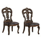 Leova Side Dining Chair Set of 2 | Carved Corbels | Gold Tip Crown | Brown Wood