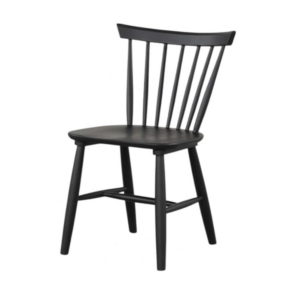 Baylee Side Dining Chair Set of 2 | Farmhouse Spindle Back | Black Wood BM339470