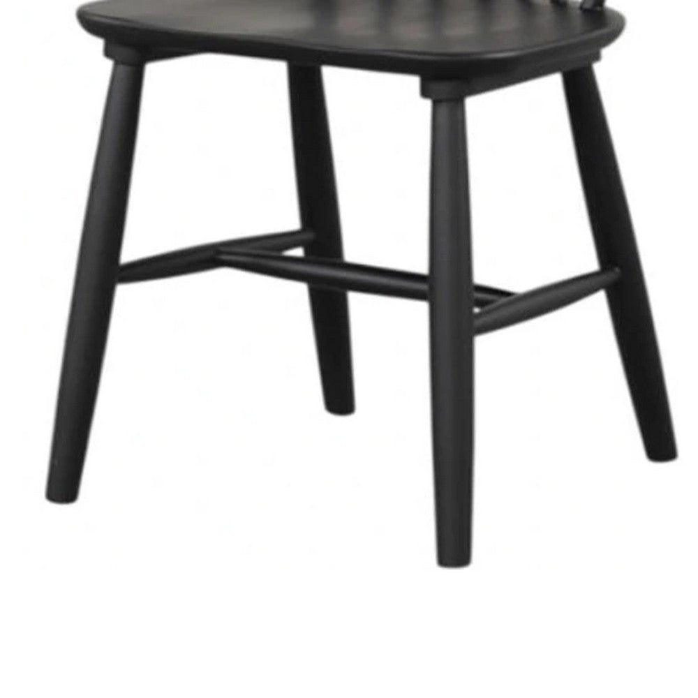 Baylee Side Dining Chair Set of 2 | Farmhouse Spindle Back | Black Wood BM339470