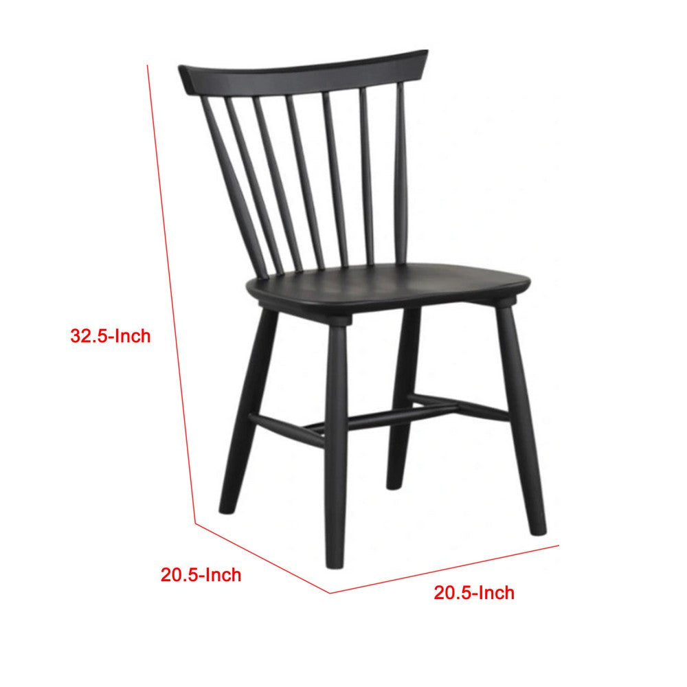 Baylee Side Dining Chair Set of 2 | Farmhouse Spindle Back | Black Wood BM339470