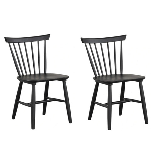 Baylee Side Dining Chair Set of 2 | Farmhouse Spindle Back | Black Wood