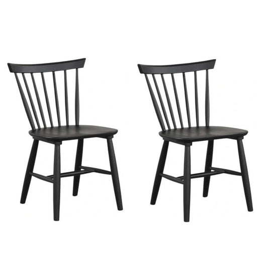Baylee Side Dining Chair Set of 2 | Farmhouse Spindle Back | Black Wood