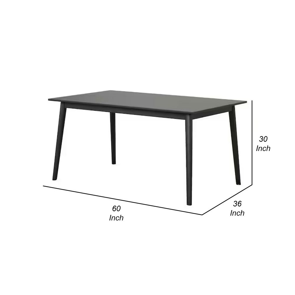 Baylee Rectangular Dining Table | Straight Legs | 60" Black Wood Top
