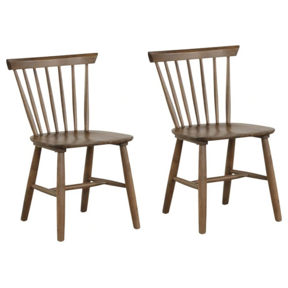 Baylee Side Dining Chair Set of 2 | Spindle Back | Tapered Legs | Walnut Wood