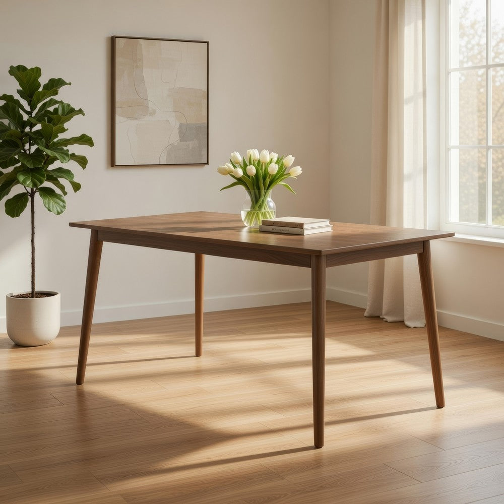 Baylee Rectangular Dining Table | Straight Legs | 60" Walnut Wood