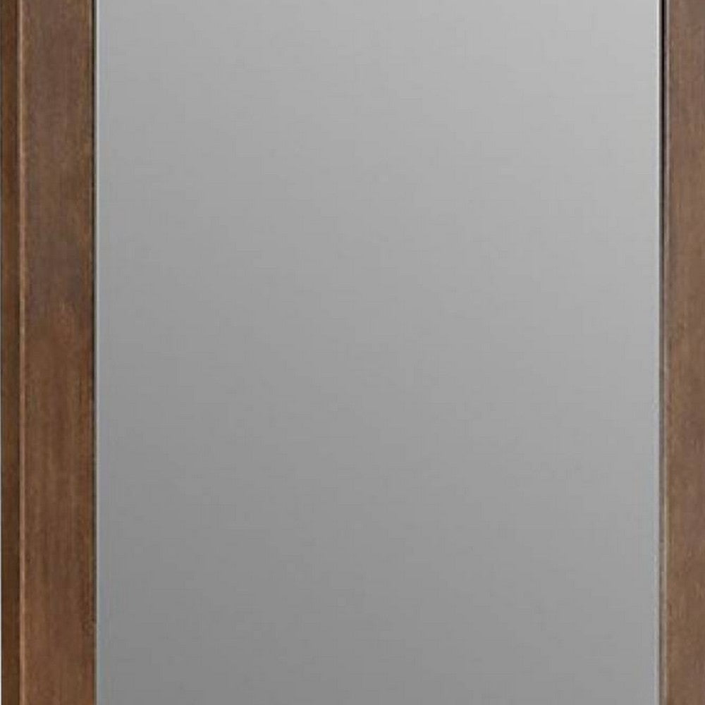 Roma Dresser Mirror | 39’’ Rectangular Frame | Walnut Brown Solid Wood BM339474