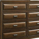 Cair Wide Dresser w 8 Beveled Drawers | Bronze Handles | Brown Wood BM339476