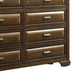 Cair Wide Dresser w 8 Beveled Drawers | Bronze Handles | Brown Wood BM339476